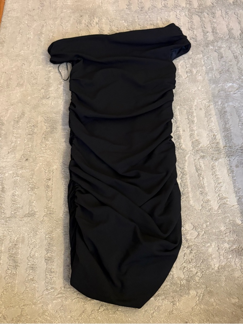 Abercrombie & Fitch Black One-Shoulder Ruched Dress